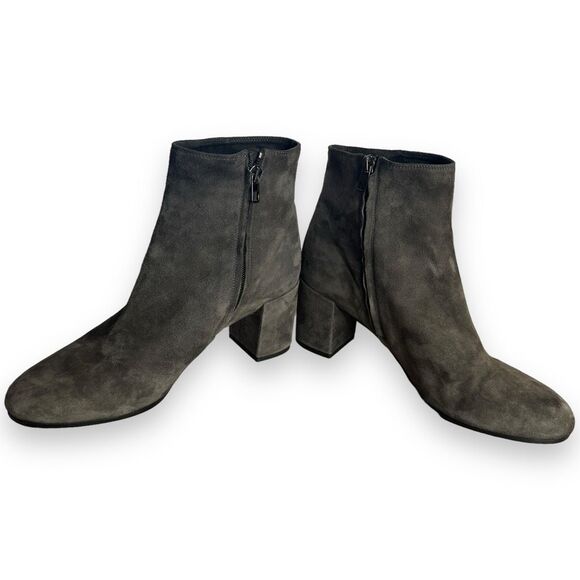 Vince Blakely Gray Suede‎ 2.5” Block Heel Ankle Boots Bootie Size 9M EU 39 Shoes - Picture 3 of 12
